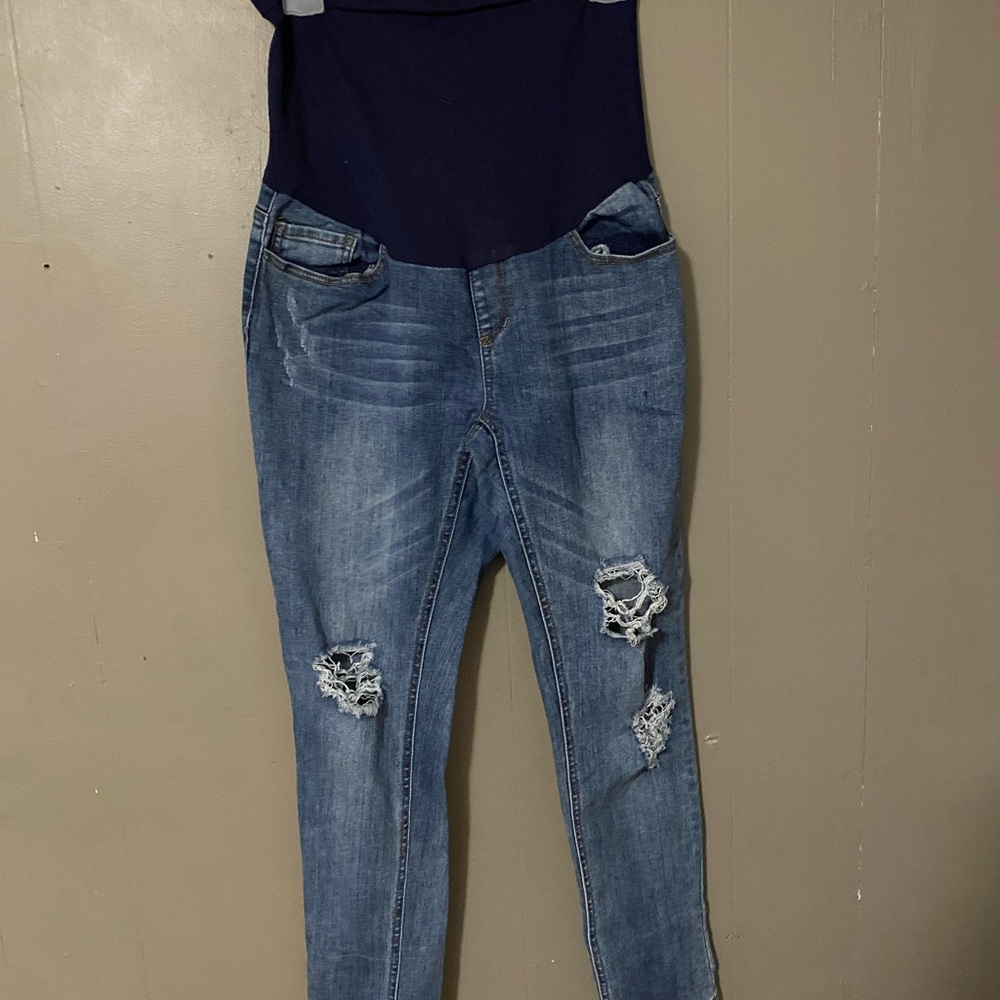 Angel Kiss Blue Jeggings with Distressed Look